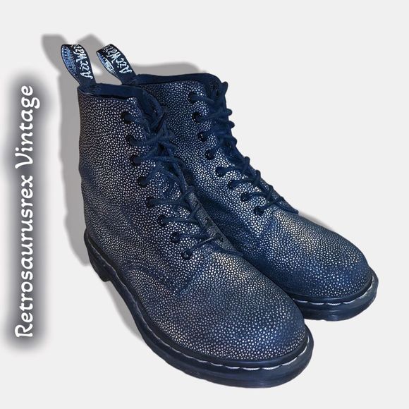 Dr. Martens Silver Metallic Pebble 1460 Pascal Leather Boots, US 9 - Picture 6 of 10